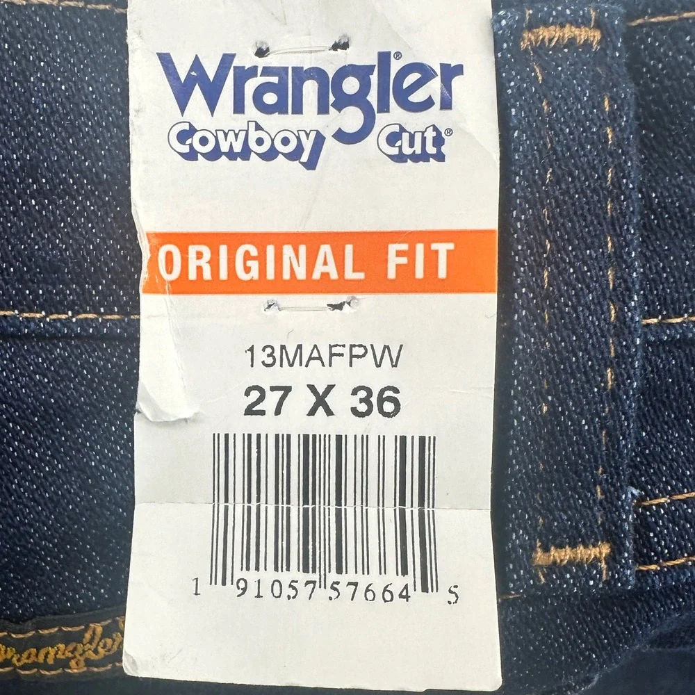 Wrangler‎ Cowboy Cut Jeans Mens 27x36 Blue Solid Original Fit Modern NWT 13MAFPW